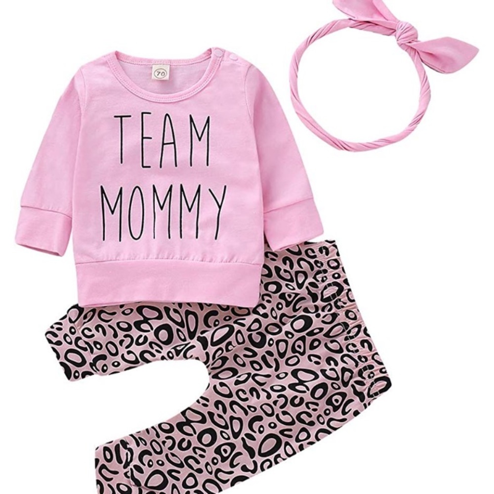 pink Team Mommy outfit  size 6mos